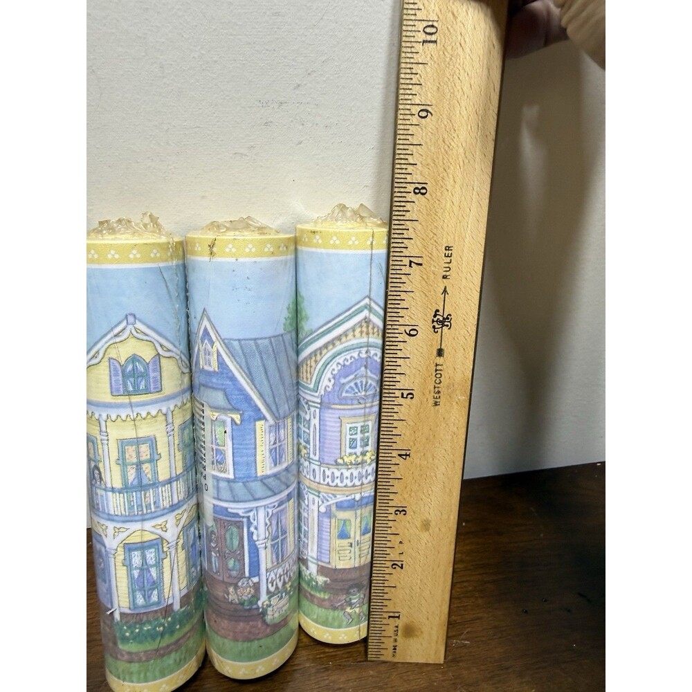 VTG Victorian Village Pasted Wallpaper Boarder Cottage Pastel 3 Rolls 15 Yd  90s - Picture 3 of 7